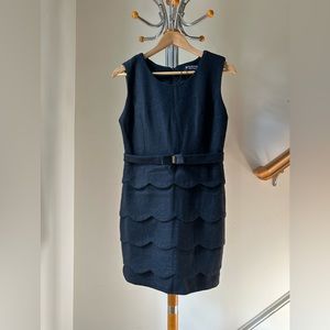 Black Wool Sleeveless Knee Length Dress